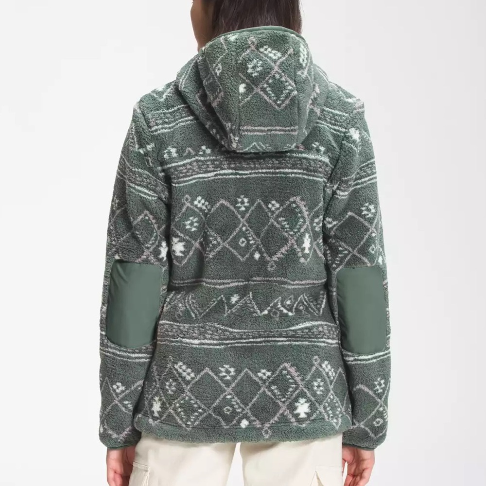 The Northface Printed Campfire Pullover Fleece Hoodie 2.0, Large, Green Pattern